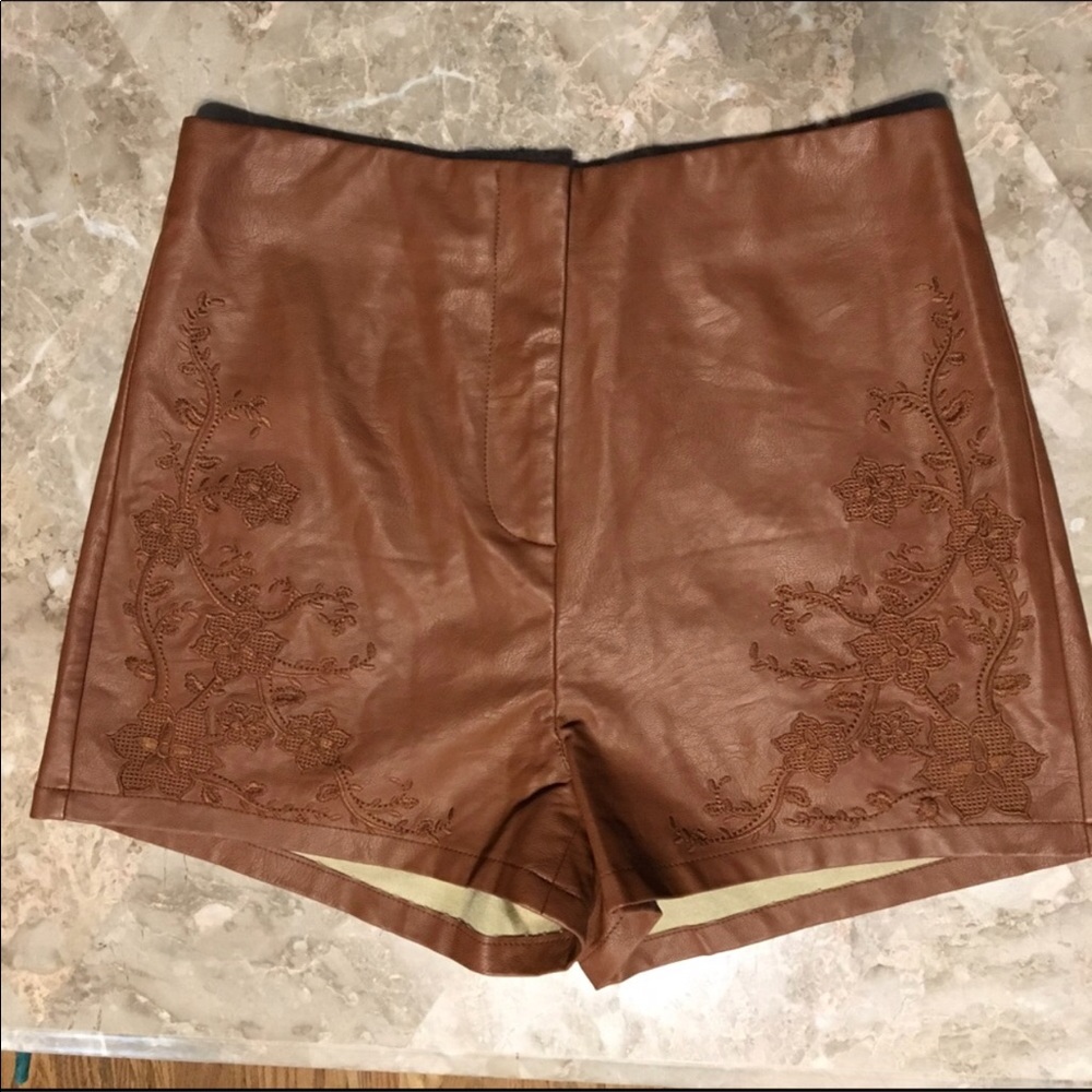 Faux leather shorts